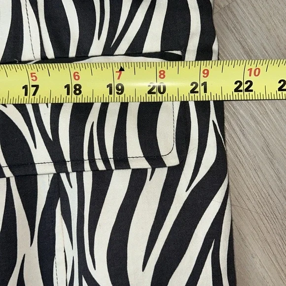 Worthington Zebra Print Trench Coat XL NWOT Stretch Black/White Cotton Funky - Picture 10 of 12